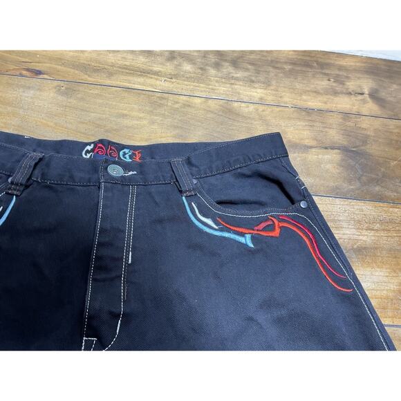 Vintage Y2K Hip Hop Black Embroidered Coogi Jeans Size 40x32 - Picture 6 of 15
